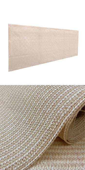 HAITAOSY Balkon-Sichtschutz 65x650cm, HDPE Wetterfest & UV-beständig, Mit Alu-Ösen & Kabelbindern, Beige