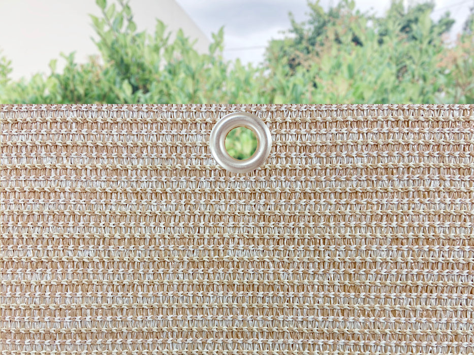 3ft, 4ft , 5ft, 6ft Tall Commercial Balcony Windscreen Fence Privacy Screen Cover with Hems and Grommets on 4 sides – Beige