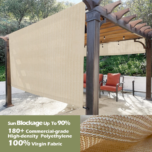 HDPE Breathable Pergola Shade Cover Replacement with Rod Pockets – Beige