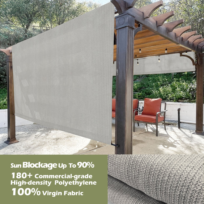 HDPE Breathable Pergola Shade Cover Replacement with Rod Pockets – Smoke Tan