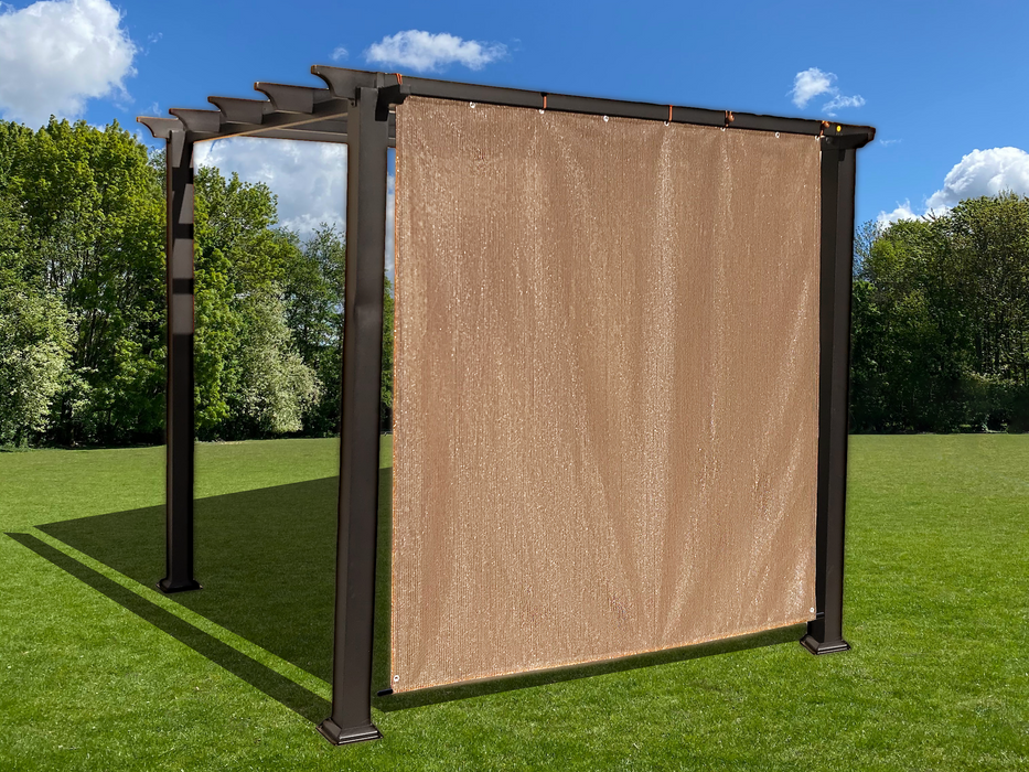 HDPE Sun Shade Cover Panel with 1-Side Grommets & 1-Side Rod Pocket – Walnut