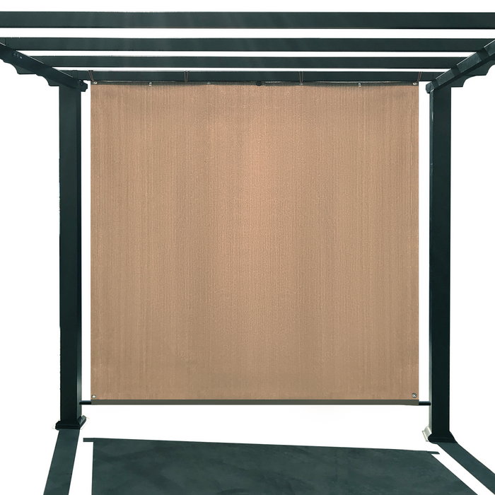 HDPE Sun Shade Cover Panel with 1-Side Grommets & 1-Side Rod Pocket – Walnut