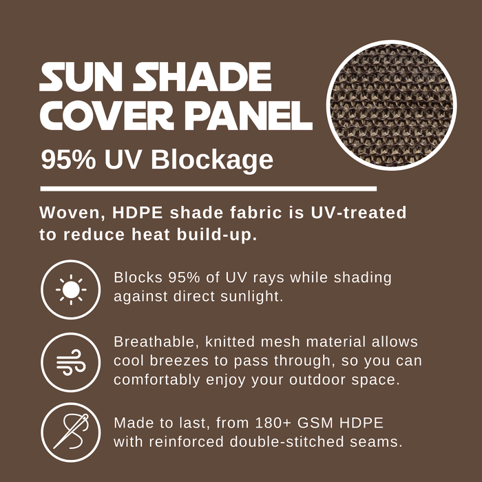 HDPE Sun Shade Cover Panel with 2-Side Rod Pockets – Brown