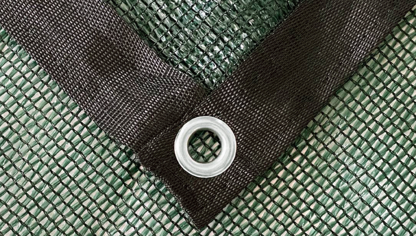 Garden Net with 75% UV Block Shade Cloth with Grommets – Dark Green