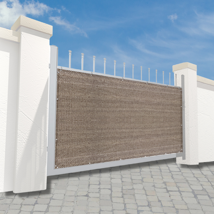 Gate Screen Cover Gate Privacy Screen Privacy Barrier for Fence, Railing, Gate, Driveway – Walnut