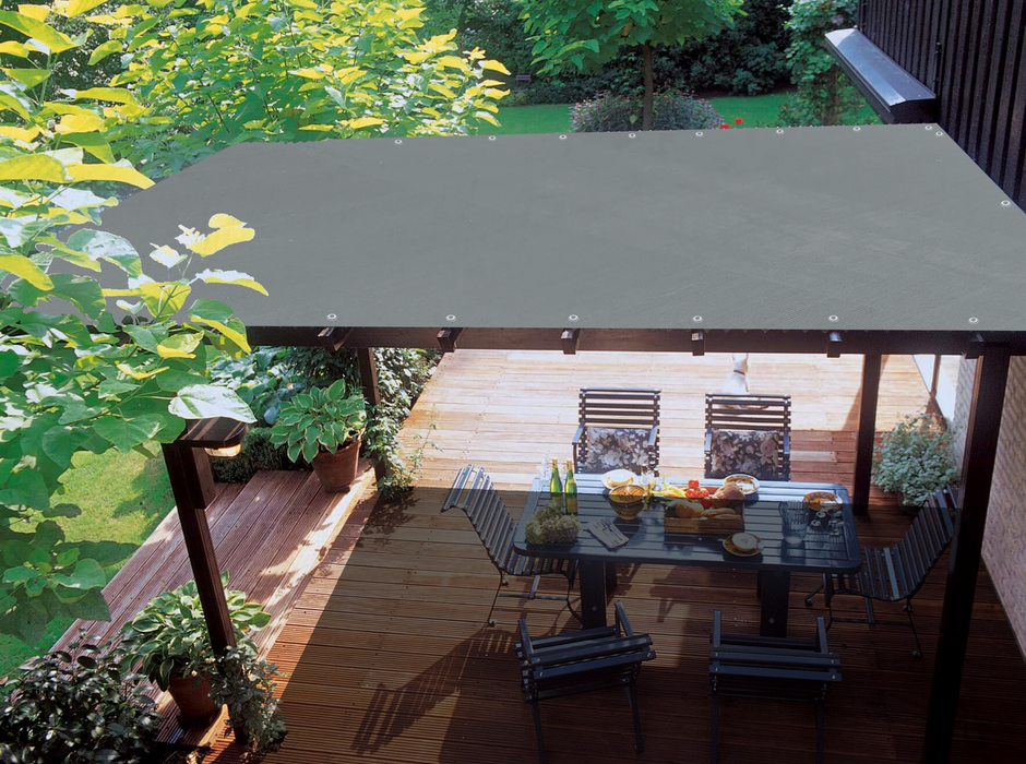 HDPE Pergola & Patio Sun Shade Cover Panel 90% Shade Cloth with Grommets – Grey