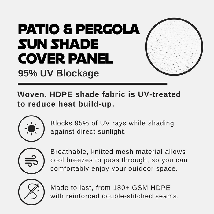 HDPE Pergola & Patio Sun Shade Cover Panel 90% Shade Cloth with Grommets – White