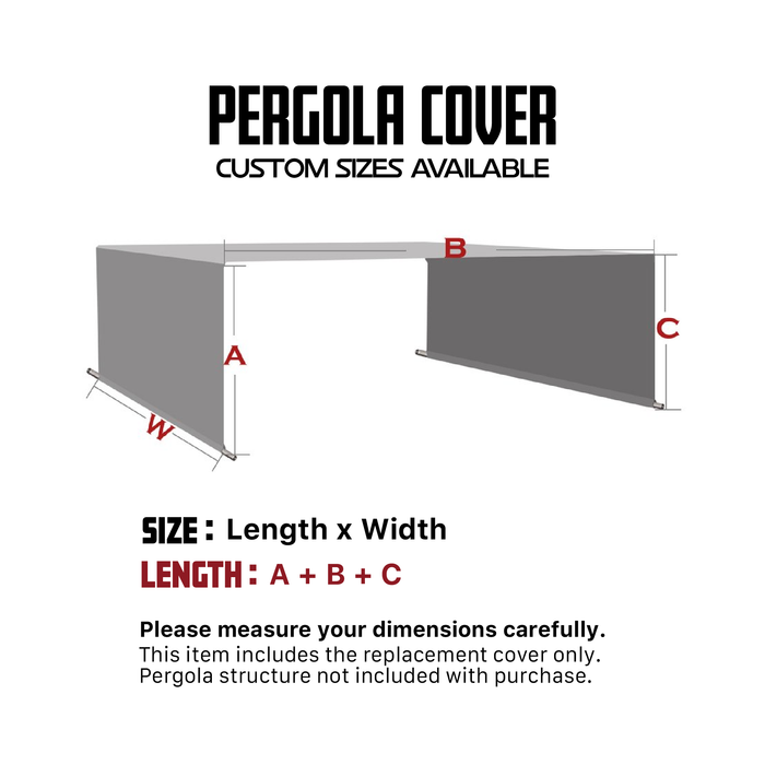 Breathable Pergola Shade Cover Replacement - Pergola Replacement Canopy Adjustable Sun Shade Cover with Heavy Duty Metal Weighted Rods - Grey