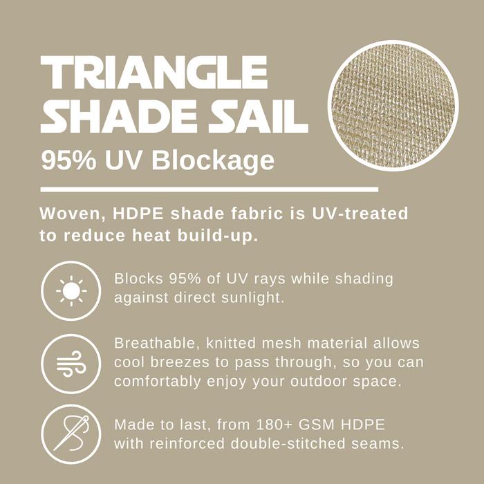 HDPE Triangle Sun Shade Sail – Beige
