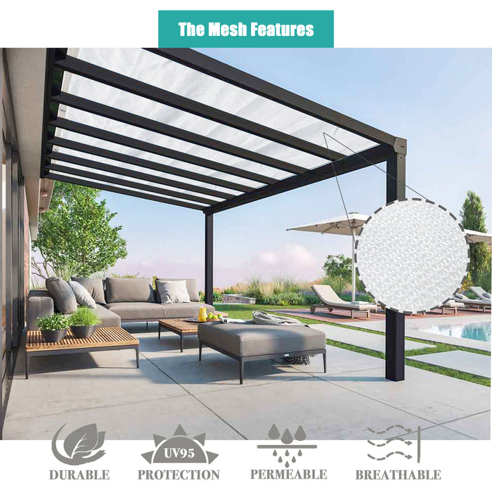 HDPE Pergola & Patio Sun Shade Cover Panel 90% Shade Cloth with Grommets – White