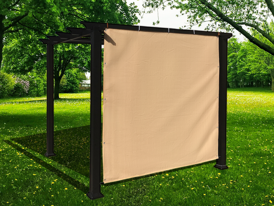 HDPE Sun Shade Cover Panel with 3-Side Grommets & 1-Side Rod Pocket – Beige