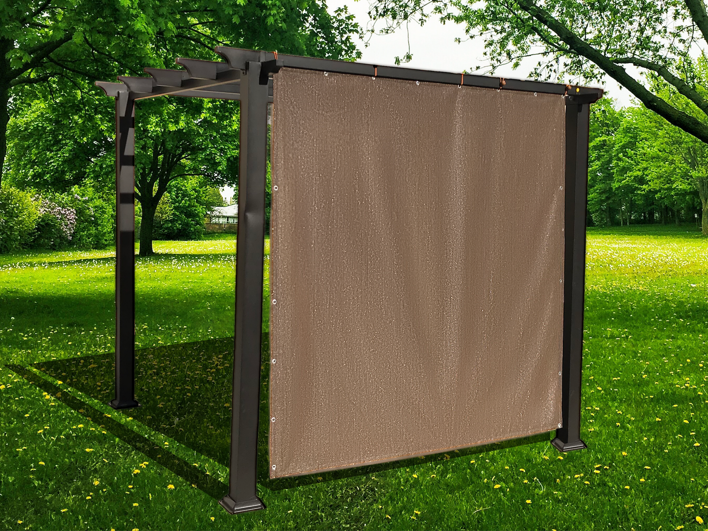 HDPE Sun Shade Cover Panel with 3-Side Grommets & 1-Side Rod Pocket – Brown