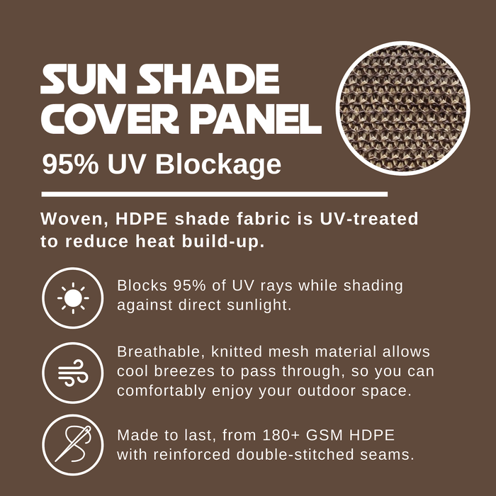 HDPE Sun Shade Cover Panel with 3-Side Grommets & 1-Side Rod Pocket – Brown