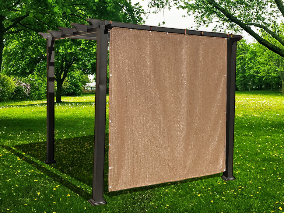 HDPE Sun Shade Cover Panel with 3-Side Grommets & 1-Side Rod Pocket – Walnut