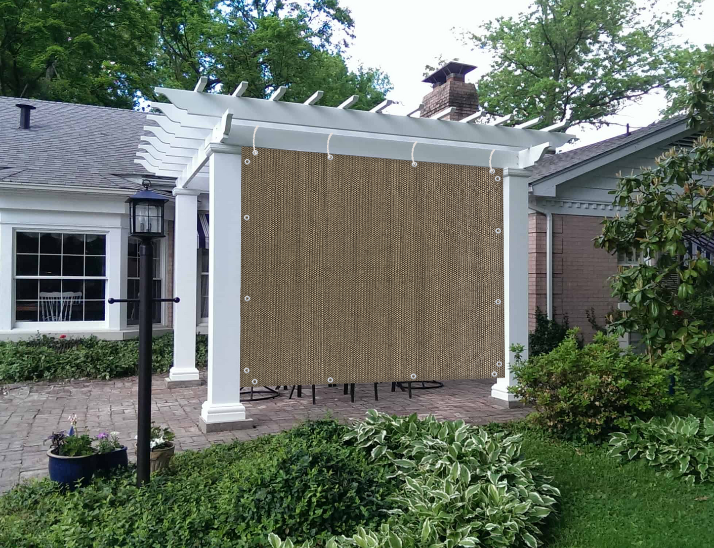 HDPE Sun Shade Cover Panel with 4-Side Grommets – Walnut
