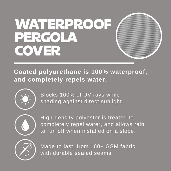 Waterproof Pergola Shade Cover Replacement Canopy with Rod Pockets – Grey