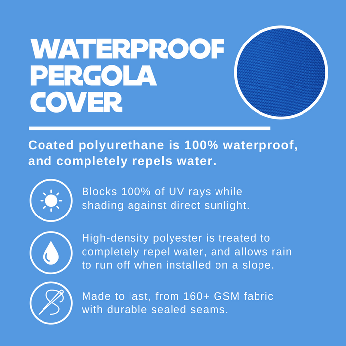 Waterproof Pergola Shade Cover Replacement Canopy with Rod Pockets – Royal Blue