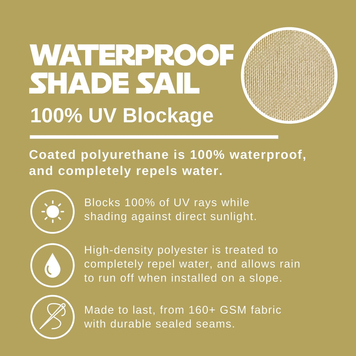 Waterproof Curved-Edge Rectangle Sail – Desert Sand