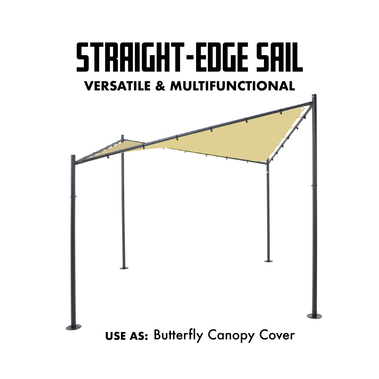 Waterproof Straight-Edge Rectangle Sail – Sand