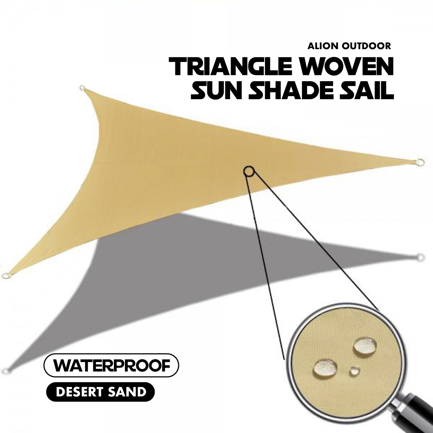 Waterproof Curved-Edge Triangle Sail – Desert Sand